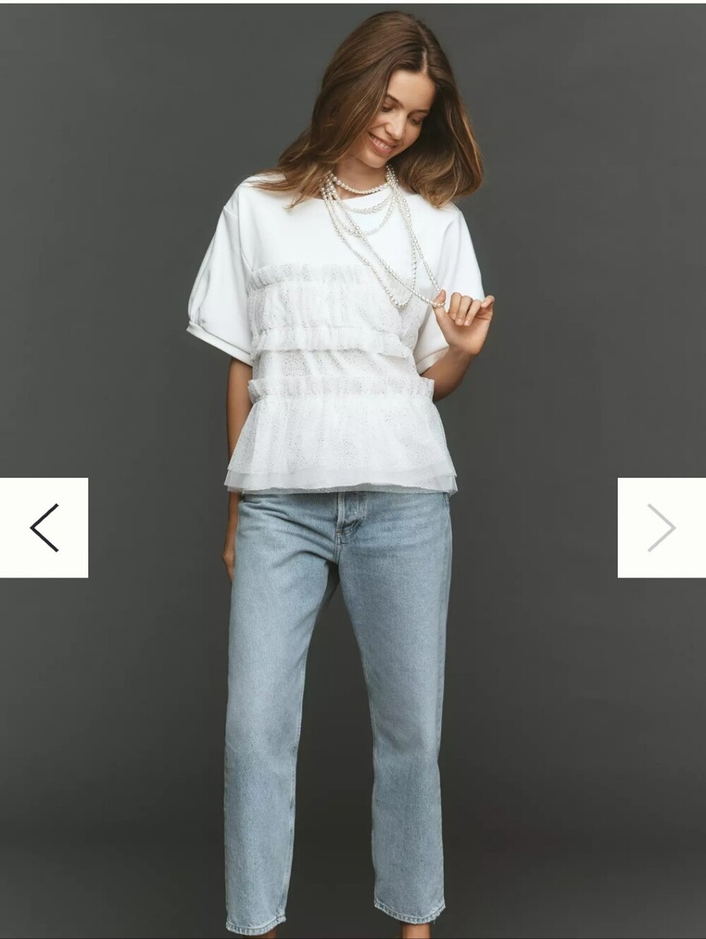 MAEVE White Ruffled Sweatshirt Small NwT